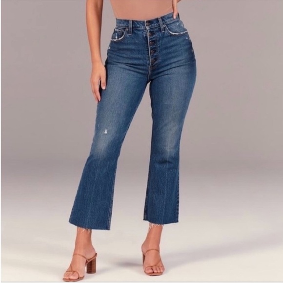 Abercrombie & Fitch The Kick Flare Ultra High Rise Jeans Button Fly Stretch 25 - Picture 1 of 14